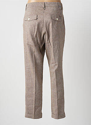 Pantalon droit fermeture zippée sous rabat boutonné beige HICH USE femme