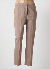 Pantalon droit fermeture zippée sous rabat avec crochet beige MANILA femme