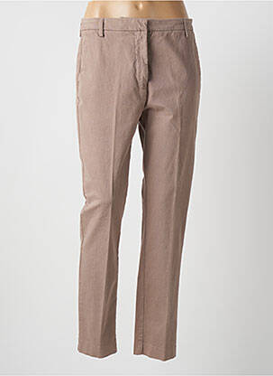 Pantalon droit fermeture zippée sous rabat avec crochet beige MANILA femme