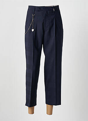 Pantalon 7/8 fermeture zippée sous rabat avec crochet bleu HICH USE femme