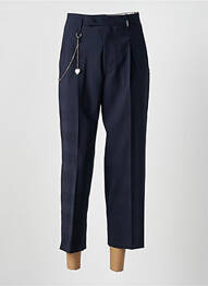 Pantalon 7/8 fermeture zippée sous rabat avec crochet bleu HICH USE femme