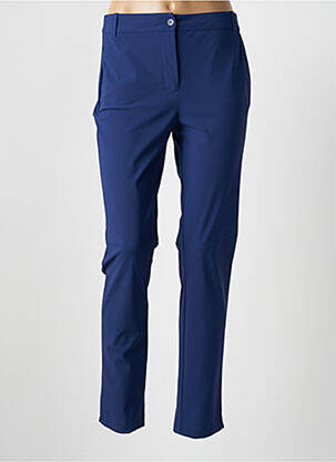 Pantalon chino fermeture zippée sous rabat boutonné taille normale bleu INDIES femme