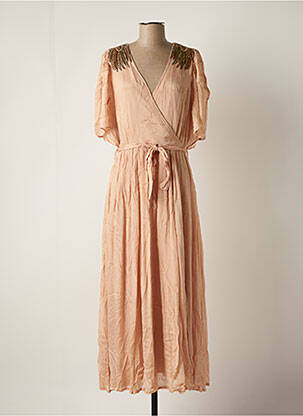 Robe longue manches courtes manches courtes rose LOUIZON femme