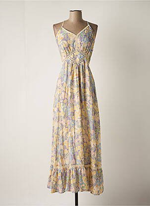 Robe longue coupe évasée fines bretelles jaune LOUIZON femme