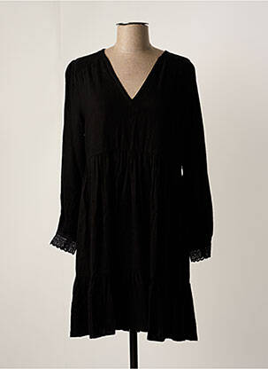 Robe mi-longue coupe évasée manches longues noir GARANCE femme