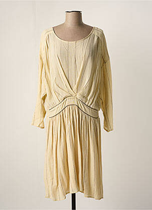 Robe mi-longue coupe fluide manches longues beige LOUIZON femme