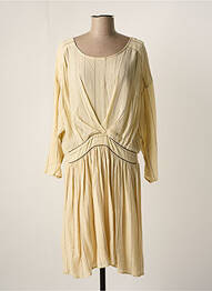 Robe mi-longue coupe fluide manches longues beige LOUIZON femme