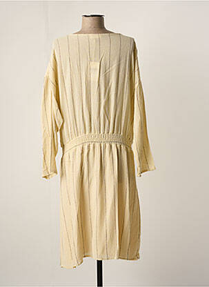 Robe mi-longue coupe fluide manches longues beige LOUIZON femme