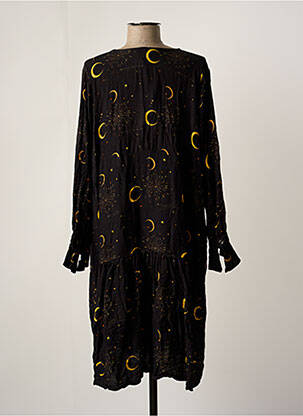 Robe mi-longue imprimé fantaisie manches longues noir ANNAHPA femme