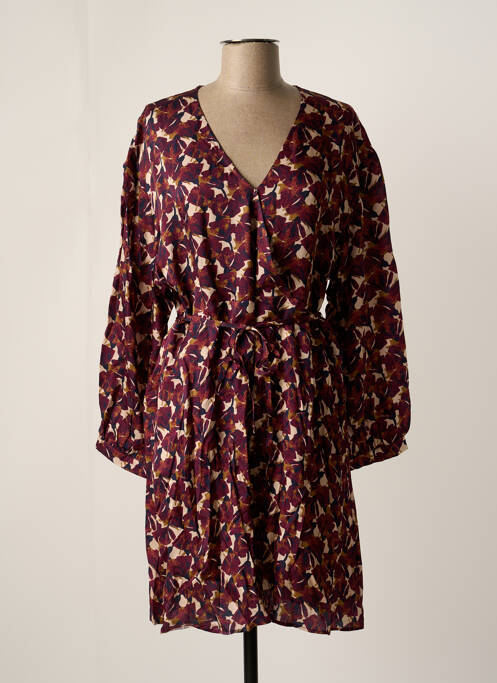Robe mi-longue coupe fluide manches longues rouge HARRIS WILSON femme