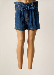 Short fermeture zippée sous rabat boutonné bleu DEELUXE femme