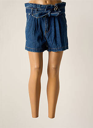 Short fermeture zippée sous rabat boutonné bleu DEELUXE femme