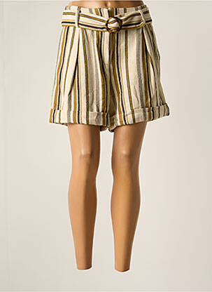 Short fermeture zippée sous rabat boutonné beige LOUIZON femme