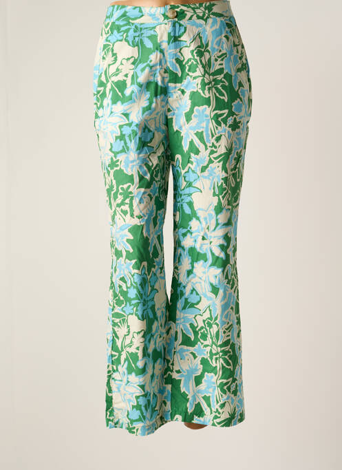 Pantalon droit tissage popeline vert GARANCE femme