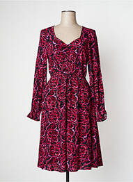 Robe mi-longue imprimé fleurs manches longues rose ICHI femme