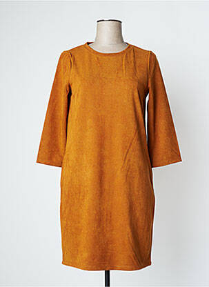 Robe mi-longue manches longues manches longues marron VILA femme