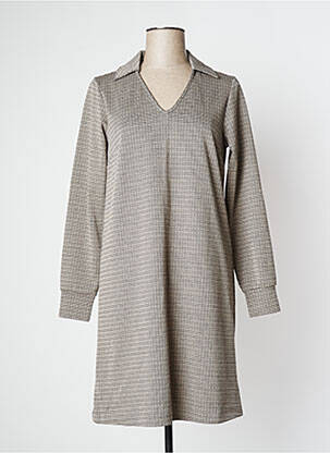 Robe mi-longue manches longues manches longues beige B.YOUNG femme