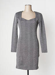 Robe mi-longue manches longues manches longues noir ICHI femme