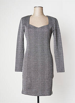 Robe mi-longue manches longues manches longues noir ICHI femme