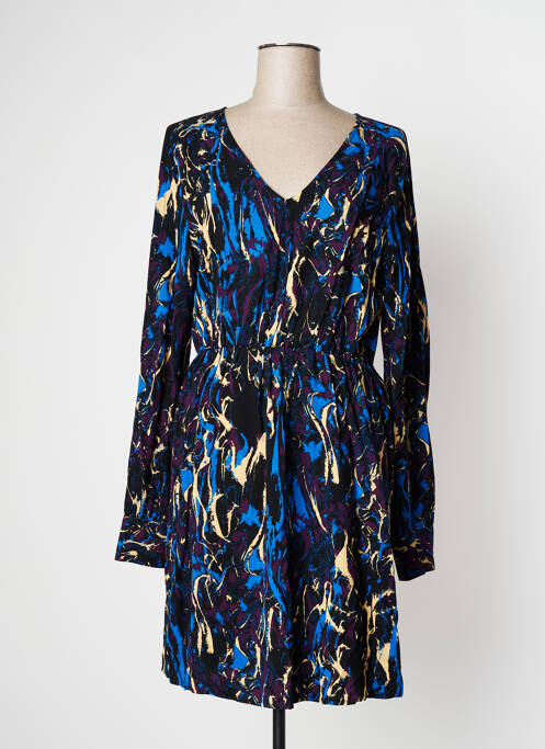 Robe mi-longue coupe fluide manches longues bleu VILA femme