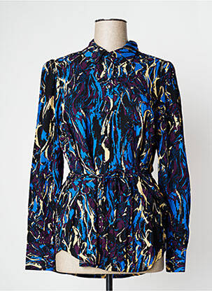 Chemisier imprimé fantaisie manches longues bleu VILA femme