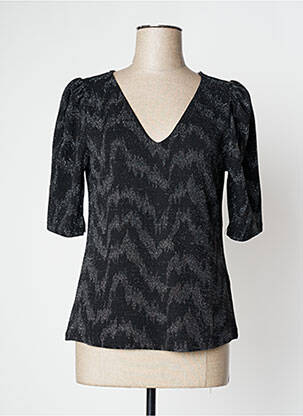 Top stretch manches courtes noir ICHI femme