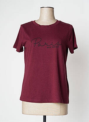 T-shirt sérigraphie manches courtes violet ICHI femme