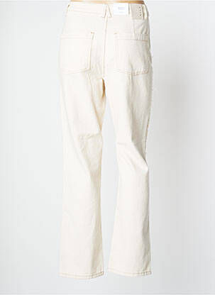 Pantalon droit fermeture zippée sous rabat boutonné taille normale beige VILA femme