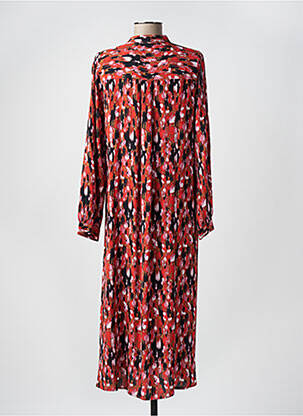 Robe mi-longue coupe fluide manches longues orange ICHI femme