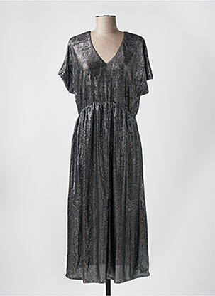 Robe mi-longue coupe fluide manches courtes gris VILA femme
