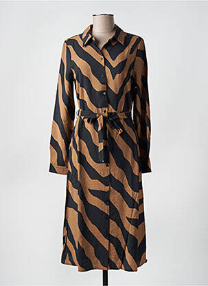 Robe mi-longue imprimé fantaisie manches longues noir VILA femme