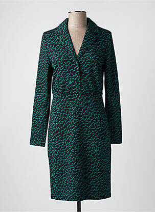 Robe mi-longue imprimé fantaisie manches longues vert ICHI femme