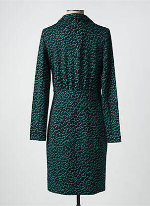 Robe mi-longue imprimé fantaisie manches longues vert ICHI femme
