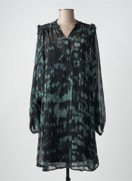 Robe mi-longue coupe fluide manches longues noir ICHI femme
