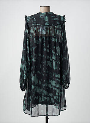 Robe mi-longue coupe fluide manches longues noir ICHI femme