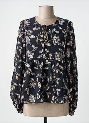 Blouse imprimé fantaisie manches longues noir GRACE & MILA femme