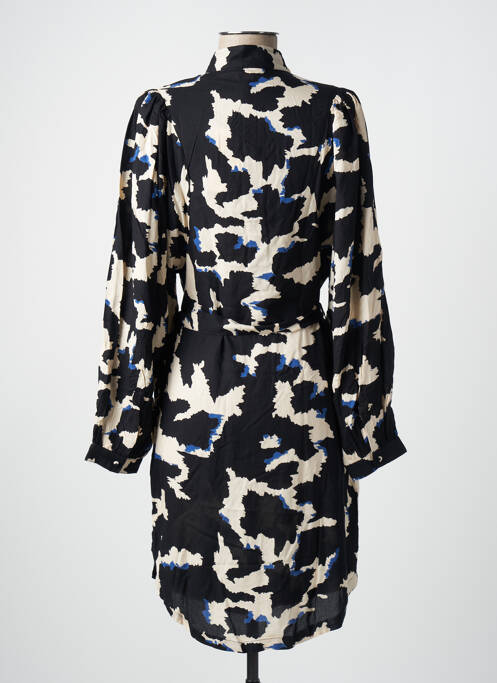 Robe mi-longue coupe fluide manches longues noir OBJECT femme