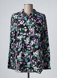 Chemisier imprimé fleurs manches longues noir ICHI femme