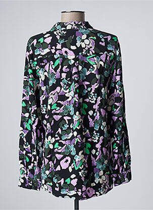 Chemisier imprimé fleurs manches longues noir ICHI femme