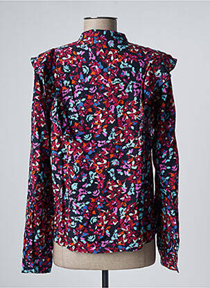 Chemisier col mao manches longues bleu PIECES femme