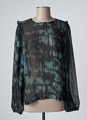 Blouse légère et transparente manches longues noir ICHI femme