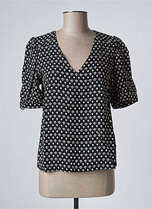 Blouse imprimé fleurs manches courtes noir GRACE & MILA femme