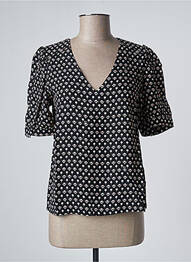 Blouse imprimé fleurs manches courtes noir GRACE & MILA femme