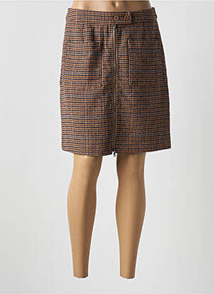 Jupe mi-longue taille à pinces marron OBJECT femme