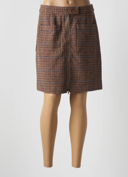 Jupe mi-longue taille à pinces marron OBJECT femme