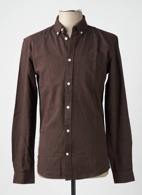 Chemise manches longues marron MINIMUM pour homme