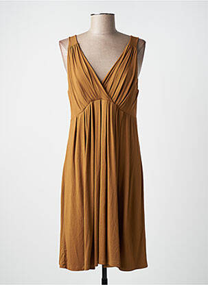 Robe mi-longue coupe évasée sans manche marron SEE THE MOON femme