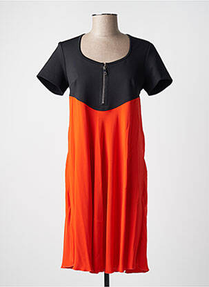 Robe mi-longue tissage crêpe manches courtes orange COP COPINE femme