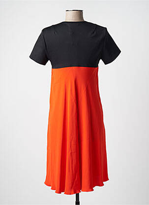 Robe mi-longue tissage crêpe manches courtes orange COP COPINE femme