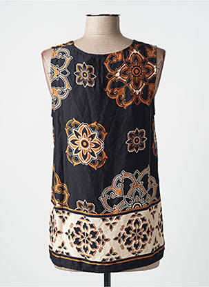 Top imprimé fantaisie sans manche noir LA FEE MARABOUTEE femme